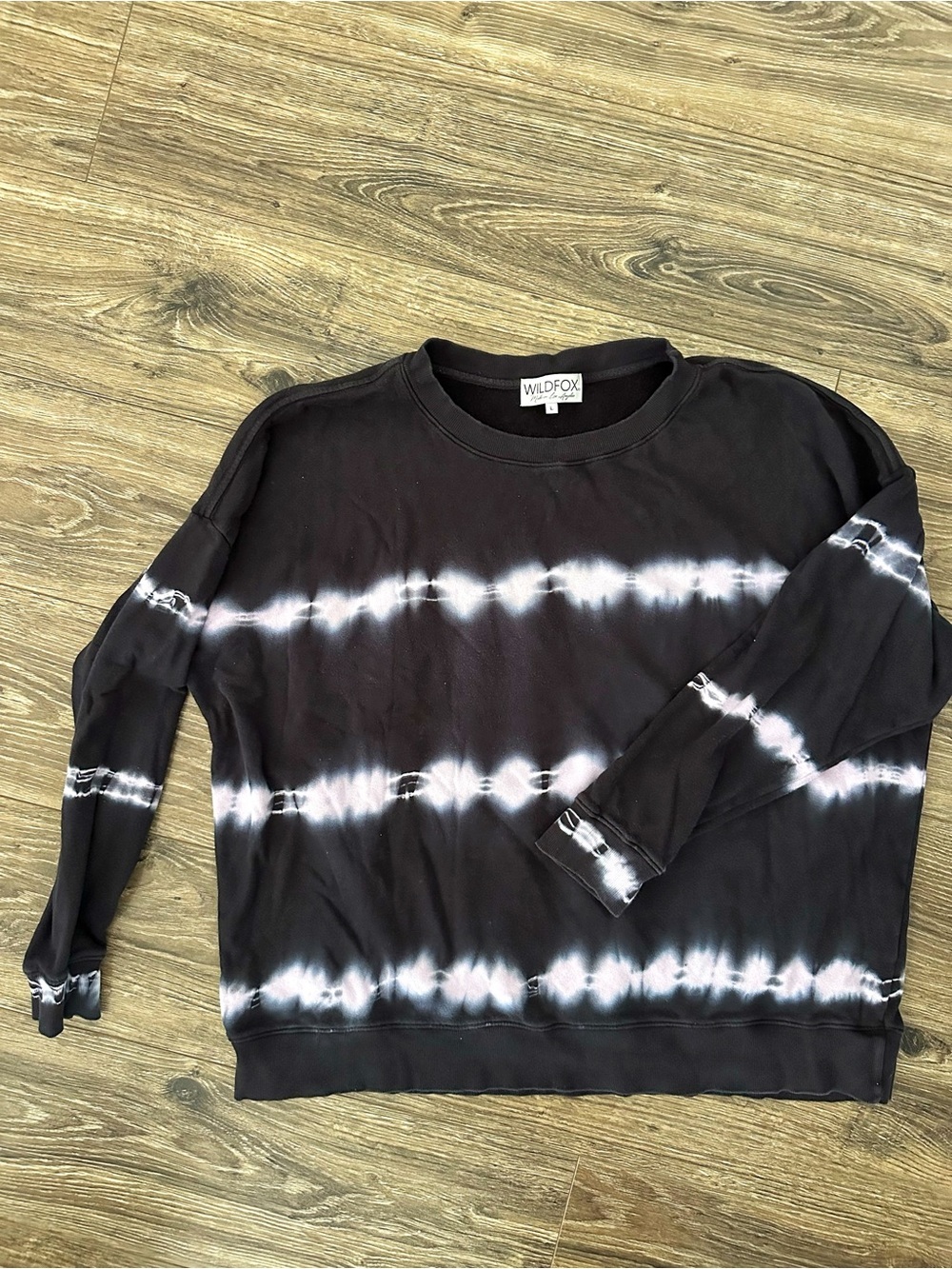 Wildfox Roadtrip Oversized Black & Purple Horizontal Tie-Dye Crewneck Sweatshirt